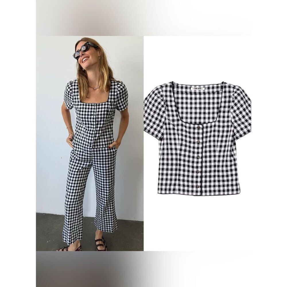 NWT CIAO LUCIA Nadia Gingham Linen Top